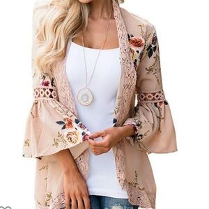 ECOWISH Blush Floral Kimono Top